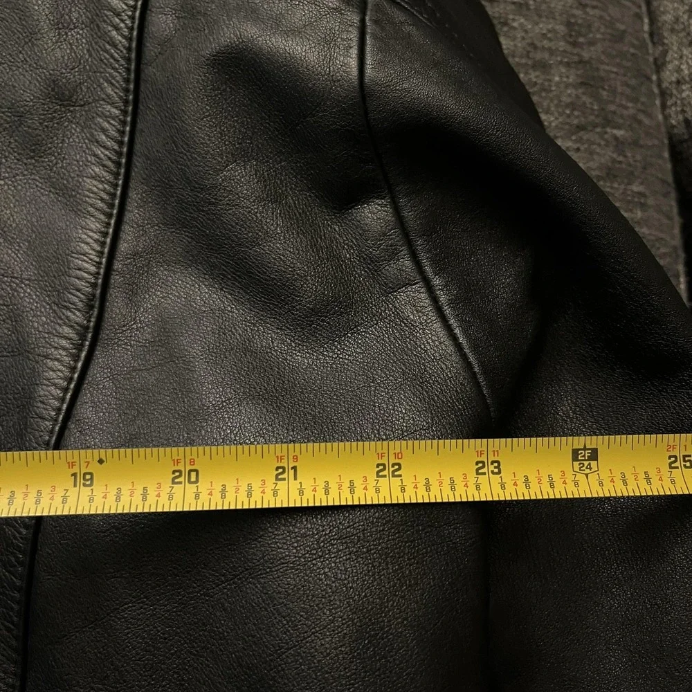 Fieldsheer Jacket Mens 46 Black Leather Motorcycle Biker Elastic Waist Zip Moto